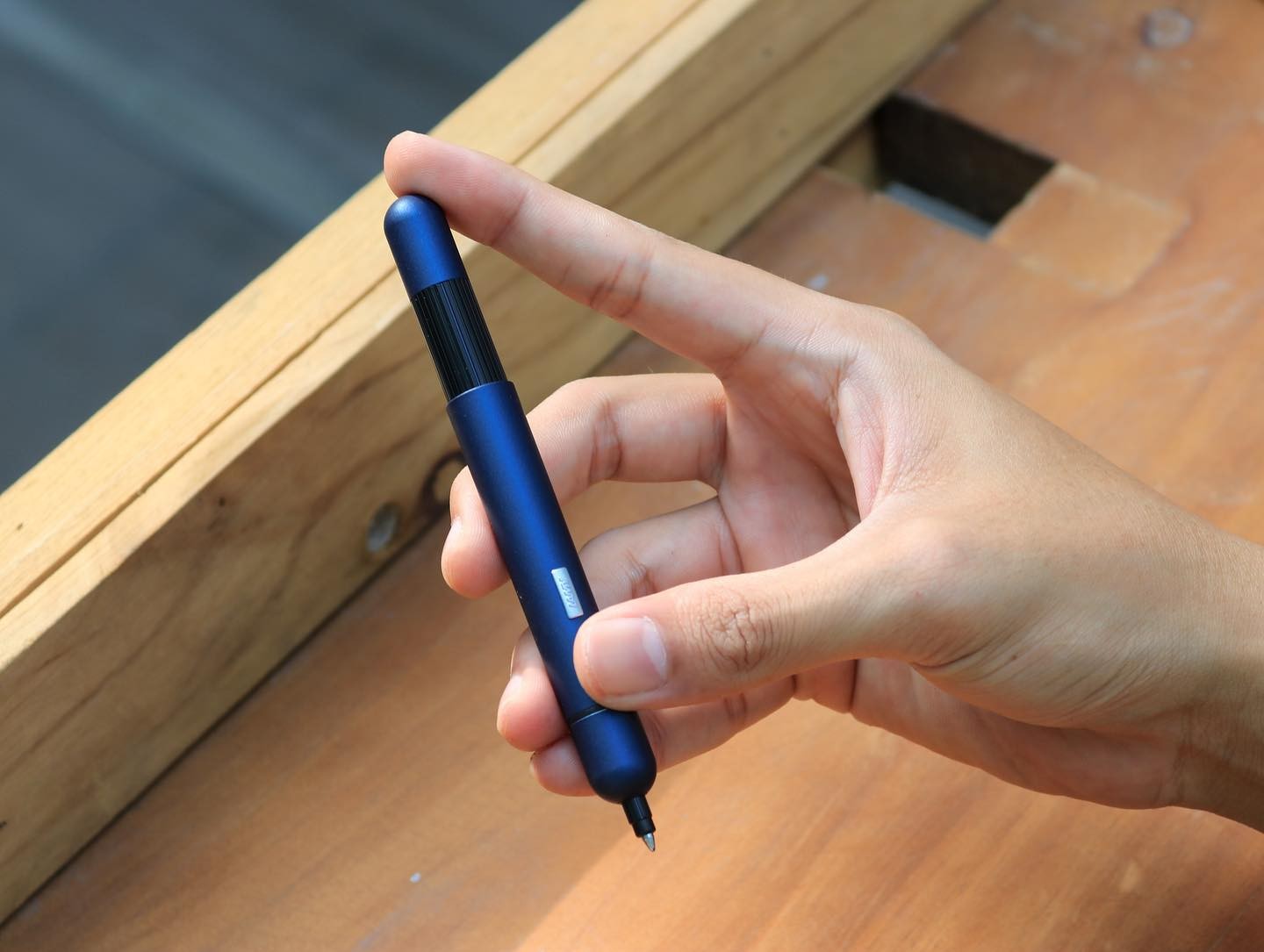 Lamy-pico-ballpoint-pen-but-bi-imperial-blue-writing